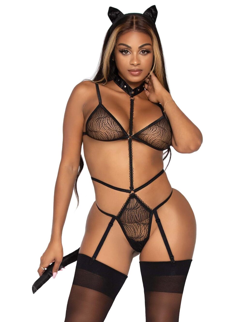 8332 Sexy Fantasy Roleplay Cosplay Lingerie Outfit, Black, O/S